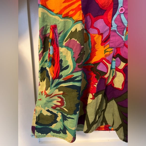 Soft Surroundings Sadie Purple Floral Button Front Longline Tunic Top Pockets Sm - Picture 5 of 8